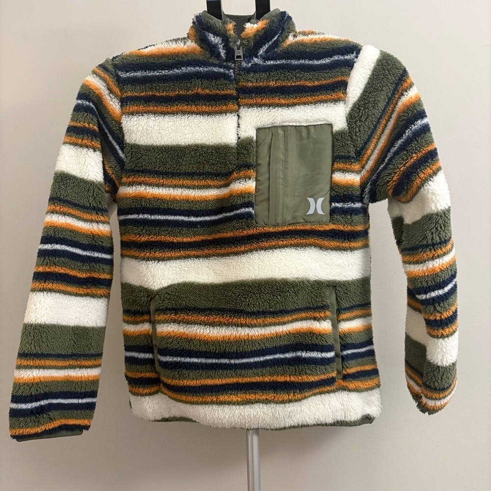 Hurley Boys Sherpa Quarter Zip - Green, Orange, Blue, White